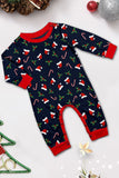 Ensemble de pyjama assorti familial imprimé Joyeux Noël bleu marine