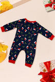 Ensemble de pyjama assorti familial imprimé Joyeux Noël bleu marine