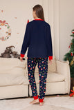 Ensemble de pyjama assorti familial imprimé Joyeux Noël bleu marine