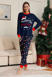 Ensemble de pyjama assorti familial imprimé Joyeux Noël bleu marine