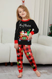 Noir Rouge Imprimé Joyeux Noël Plaid Famille Ensemble de pyjama assorti