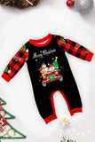 Noir Rouge Imprimé Joyeux Noël Plaid Famille Ensemble de pyjama assorti