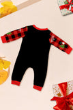 Noir Rouge Imprimé Joyeux Noël Plaid Famille Ensemble de pyjama assorti