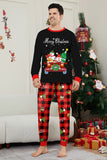 Noir Rouge Imprimé Joyeux Noël Plaid Famille Ensemble de pyjama assorti