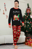 Noir Rouge Imprimé Joyeux Noël Plaid Famille Ensemble de pyjama assorti