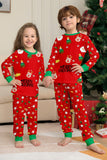 Ensemble de pyjama assorti familial imprimé rouge douillet de Noël