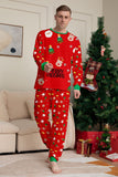 Ensemble de pyjama assorti familial imprimé rouge douillet de Noël