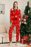 Ensemble de pyjama assorti familial imprimé rouge douillet de Noël