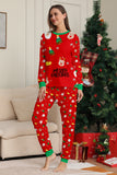 Ensemble de pyjama assorti familial imprimé rouge douillet de Noël