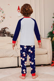 Pyjama assorti familial imprimé bonhomme de neige bleu gris