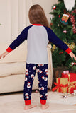 Pyjama assorti familial imprimé bonhomme de neige bleu gris