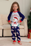 Pyjama assorti familial imprimé bonhomme de neige bleu gris