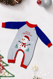 Pyjama assorti familial imprimé bonhomme de neige bleu gris