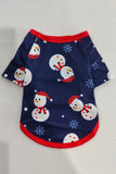 Pyjama assorti familial imprimé bonhomme de neige bleu gris