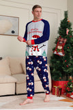 Pyjama assorti familial imprimé bonhomme de neige bleu gris