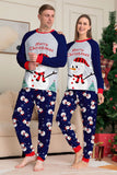 Pyjama assorti familial imprimé bonhomme de neige bleu gris