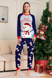 Pyjama assorti familial imprimé bonhomme de neige bleu gris