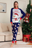 Pyjama assorti familial imprimé bonhomme de neige bleu gris