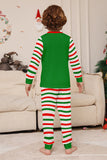 Ensemble de pyjama assorti familial de Noël imprimé rayures horizontales vertes