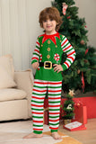 Ensemble de pyjama assorti familial de Noël imprimé rayures horizontales vertes