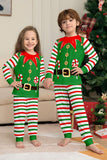 Ensemble de pyjama assorti familial de Noël imprimé rayures horizontales vertes
