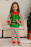 Ensemble de pyjama assorti familial de Noël imprimé rayures horizontales vertes