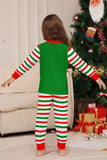 Ensemble de pyjama assorti familial de Noël imprimé rayures horizontales vertes
