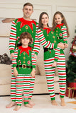 Ensemble de pyjama assorti familial de Noël imprimé rayures horizontales vertes