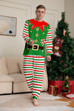 Ensemble de pyjama assorti familial de Noël imprimé rayures horizontales vertes