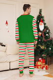 Ensemble de pyjama assorti familial de Noël imprimé rayures horizontales vertes