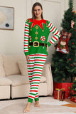Ensemble de pyjama assorti familial de Noël imprimé rayures horizontales vertes