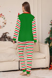 Ensemble de pyjama assorti familial de Noël imprimé rayures horizontales vertes