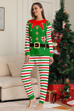 Ensemble de pyjama assorti familial de Noël imprimé rayures horizontales vertes