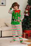 Ensemble de pyjama assorti familial de Noël imprimé rayures horizontales vertes