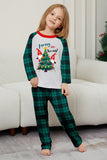 Vert Joyeux Noël Plaid Imprimé Famille Pyjama Assorti
