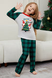 Vert Joyeux Noël Plaid Imprimé Famille Pyjama Assorti