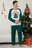 Vert Joyeux Noël Plaid Imprimé Famille Pyjama Assorti