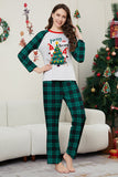 Vert Joyeux Noël Plaid Imprimé Famille Pyjama Assorti