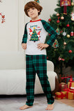 Vert Joyeux Noël Plaid Imprimé Famille Pyjama Assorti