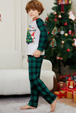 Vert Joyeux Noël Plaid Imprimé Famille Pyjama Assorti