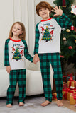 Vert Joyeux Noël Plaid Imprimé Famille Pyjama Assorti