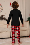 Noir Rouge Renne Flocon de Neige Imprimé Noël Famille Pyjama Assorti Ensemble