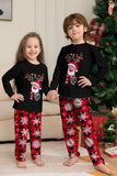 Noir Rouge Renne Flocon de Neige Imprimé Noël Famille Pyjama Assorti Ensemble