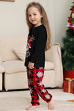 Noir Rouge Renne Flocon de Neige Imprimé Noël Famille Pyjama Assorti Ensemble