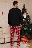 Noir Rouge Renne Flocon de Neige Imprimé Noël Famille Pyjama Assorti Ensemble