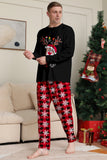 Noir Rouge Renne Flocon de Neige Imprimé Noël Famille Pyjama Assorti Ensemble