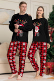 Noir Rouge Renne Flocon de Neige Imprimé Noël Famille Pyjama Assorti Ensemble
