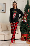 Noir Rouge Renne Flocon de Neige Imprimé Noël Famille Pyjama Assorti Ensemble