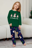 Vert bleu arbre imprimé à manches longues Noël famille pyjama assorti