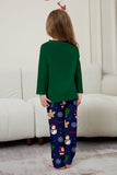 Vert bleu arbre imprimé à manches longues Noël famille pyjama assorti